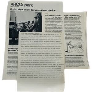 Atlantic Richfield Company 1974 Arcospark Newsletter Flyer Alaska Pipeline News